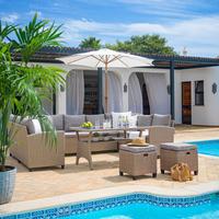 Ensemble lounge Puerto Rico in Braun/Beige - Beige/Schwarz, Modern, Glas/Kunststoff (175/73/67cm) - Mömax