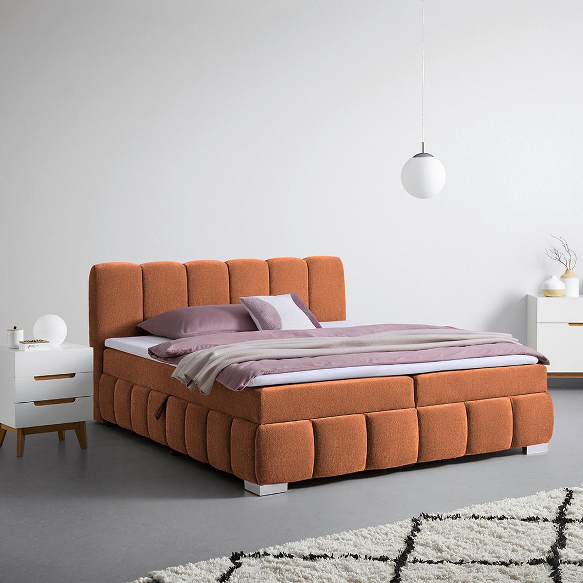 Boxbett Elaris Rostfarben ca. 140x200cm - Chromfarben/Rostfarben, KONVENTIONELL, Kunststoff/Textil (140/200cm) - Mömax