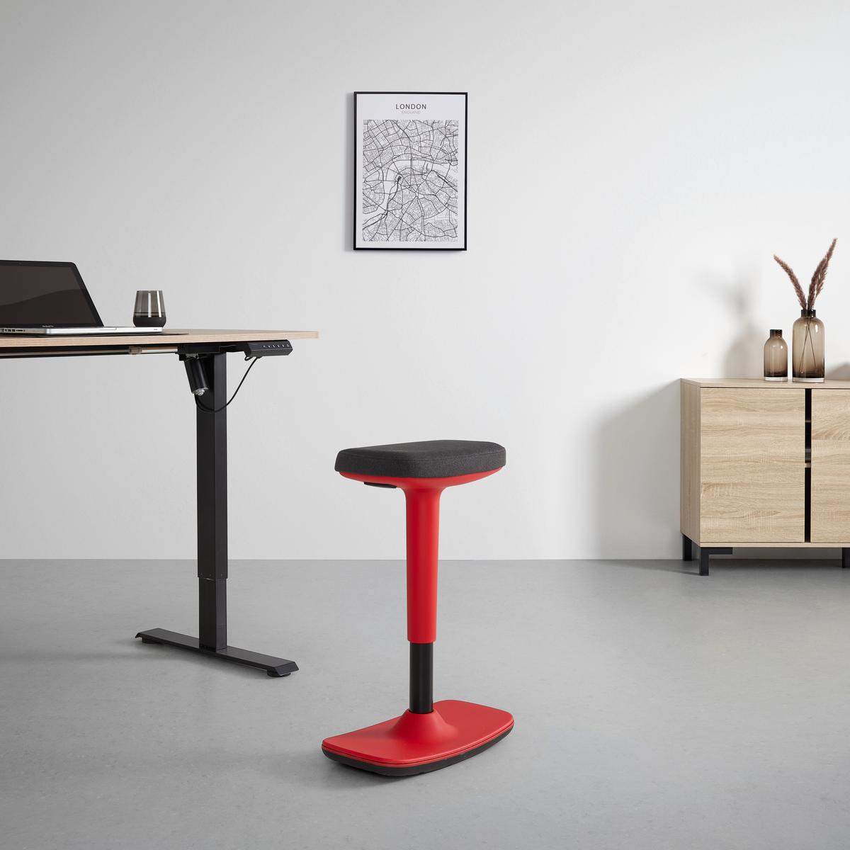Bürohocker Leon Rot/Schwarz - Rot/Schwarz, KONVENTIONELL, Kunststoff/Textil (44/53-78/24cm) - Mömax