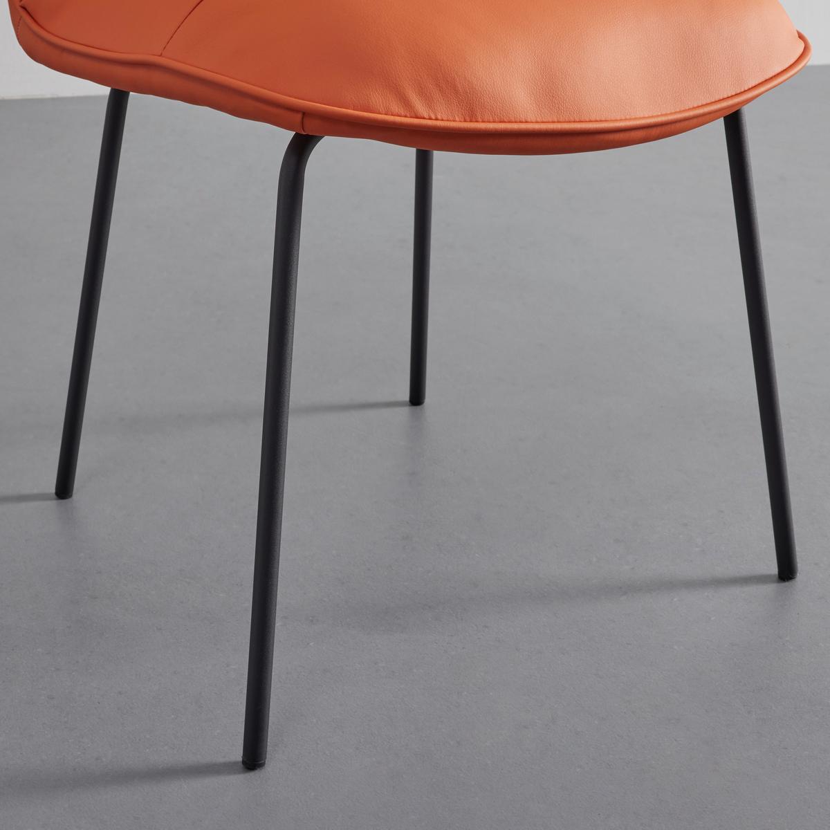 Stuhl Ellis Orange Lederlook Gepolstert - Schwarz/Orange, MODERN, Holz/Textil (43/80/50cm) - Bessagi Home