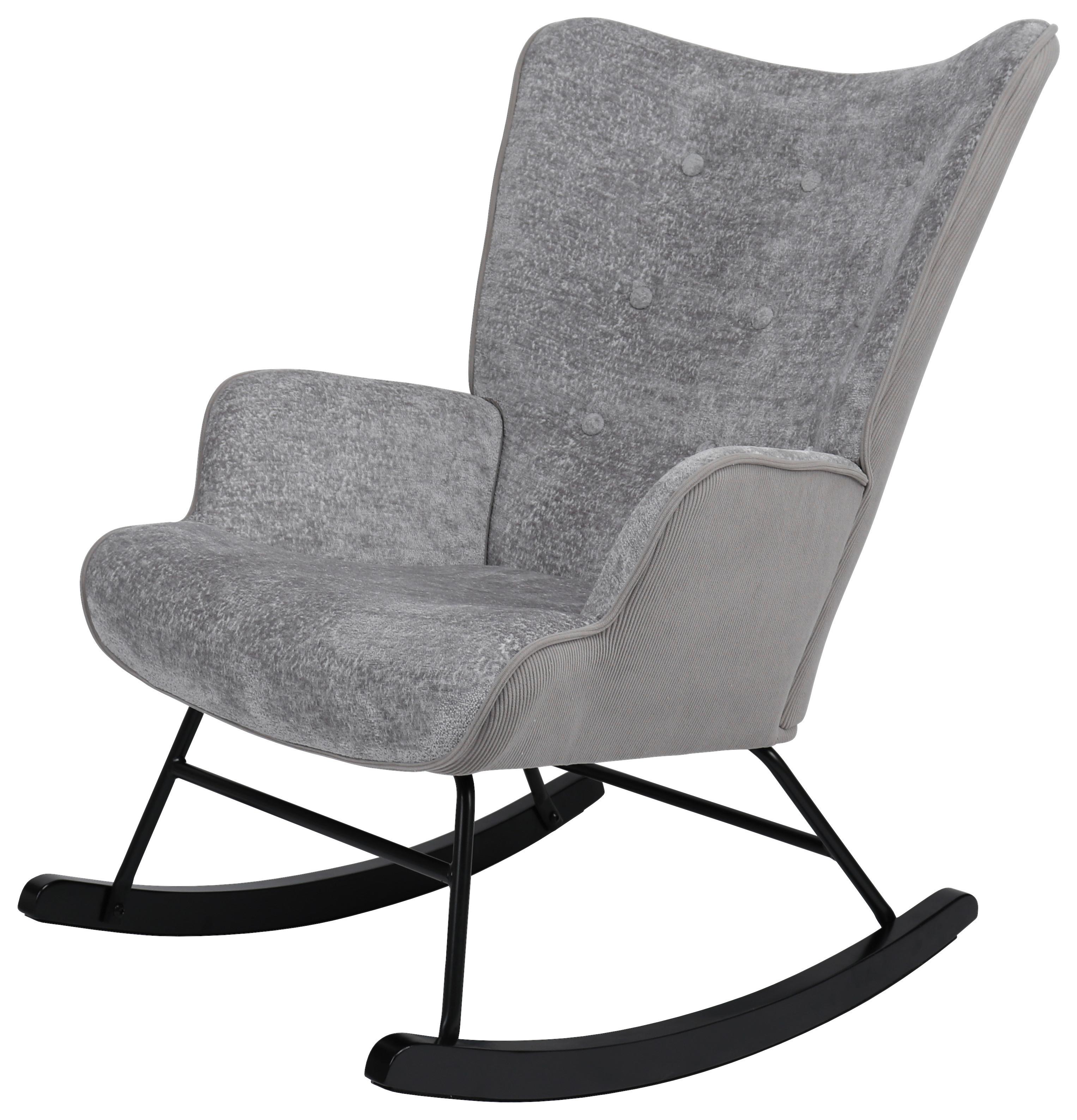 Schaukelstuhl Rock Grau/Schwarz - Schwarz/Grau, Modern, Holz/Textil (66/90/77cm) - Mömax