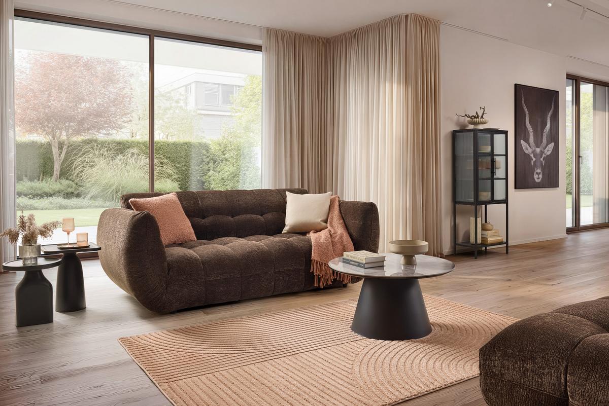 Bigsofa Carlos Dunkelbraun - Dunkelbraun/Schwarz, Modern, Kunststoff/Textil (218/81/104cm) - Mömax