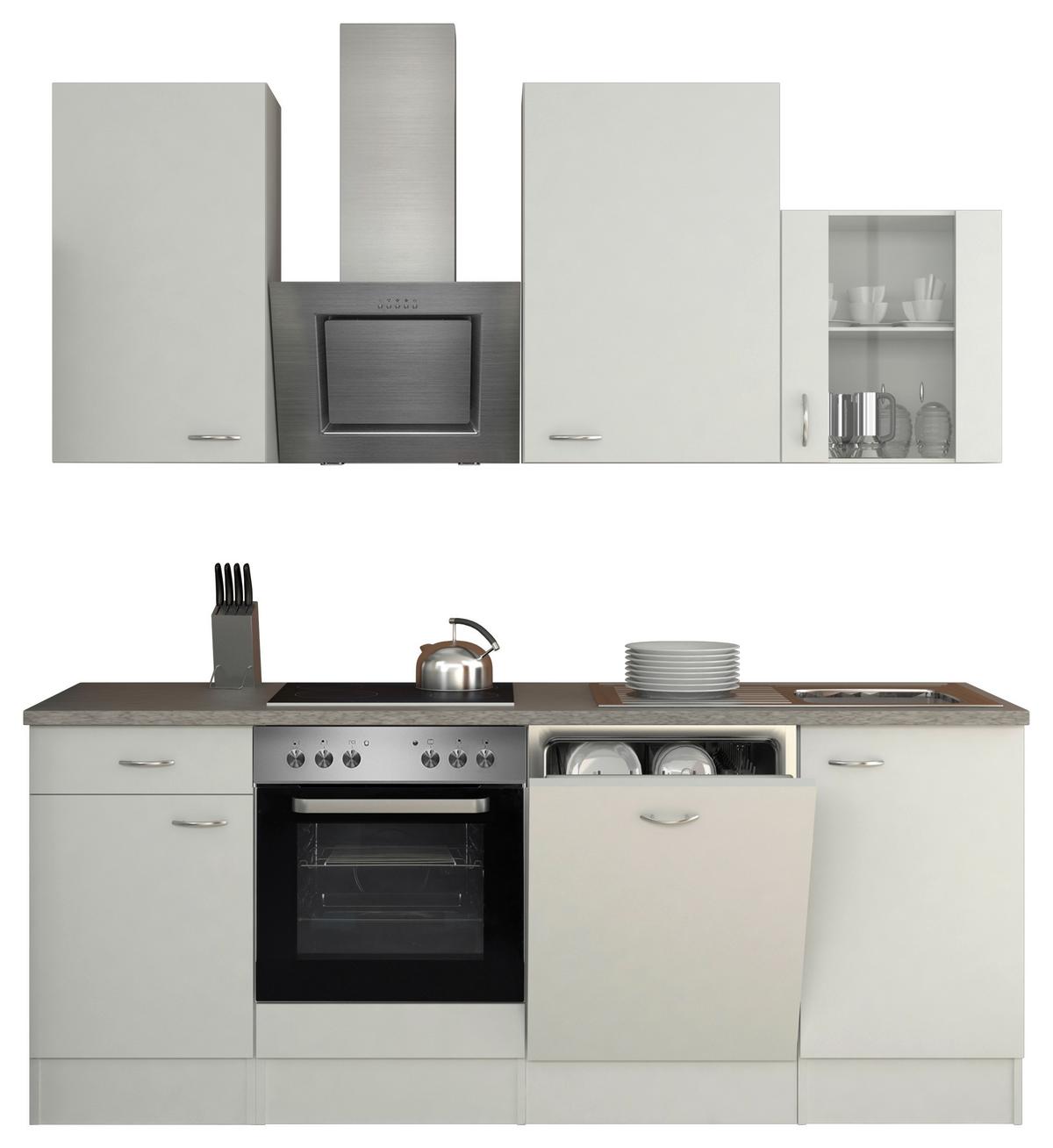 Kuhinjski Blok Z Aparati Wito, Bela - barve nerjavečega jekla/bela, Moderno, umetna masa/steklo (220cm) - FlexWell