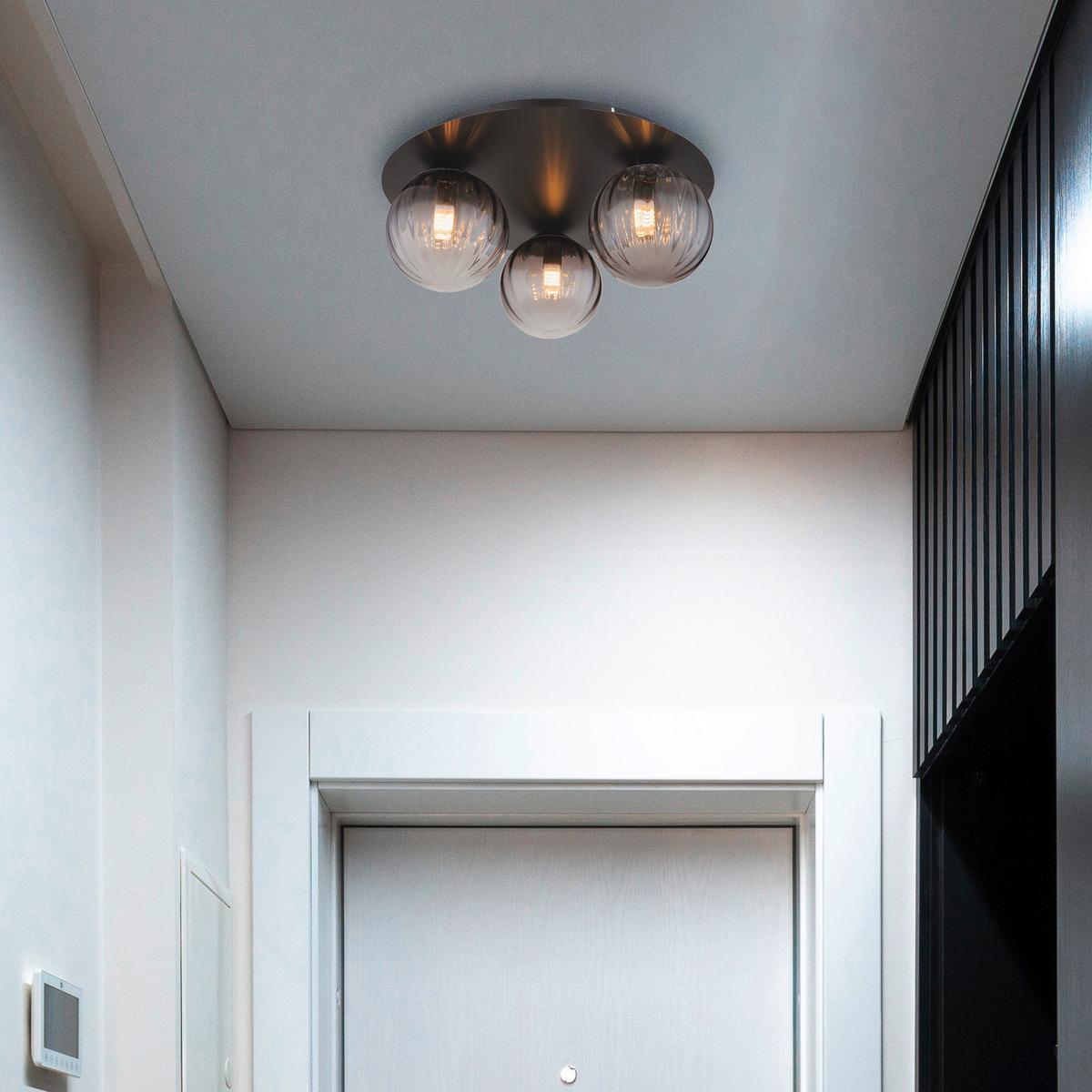 Deckenleuchte Dallerta Schwarz max. 10 Watt - Klar/Schwarz, Design, Glas/Metall (35/15cm) - Globo