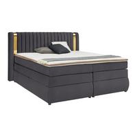 Boxspringbett Minola Gold Anthrazit ca. 160x200cm - Anthrazit/Schwarz, KONVENTIONELL, Kunststoff/Textil (160/200cm) - Premium Living