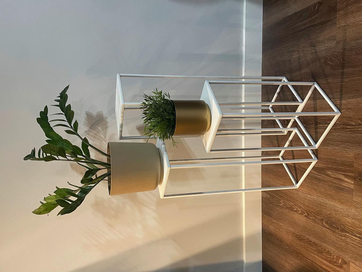 STOJAK NA KWIATY TZ000092 - biały, Basics, metal (19/77/19cm)