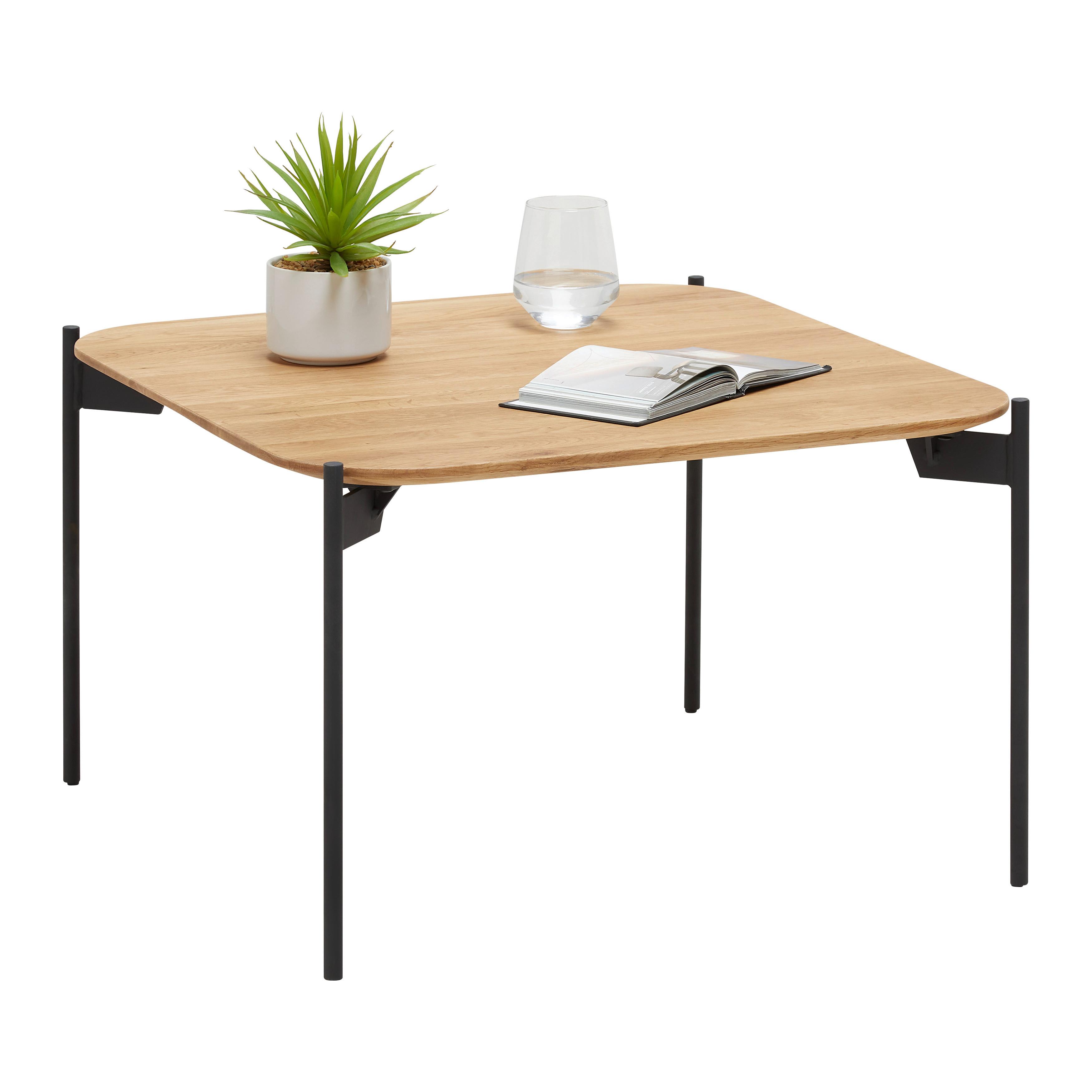 Couchtisch Alto Schwarz/Eichefarben - Eichefarben/Schwarz, Modern, Holz/Metall (60/60/38cm) - Zandiara