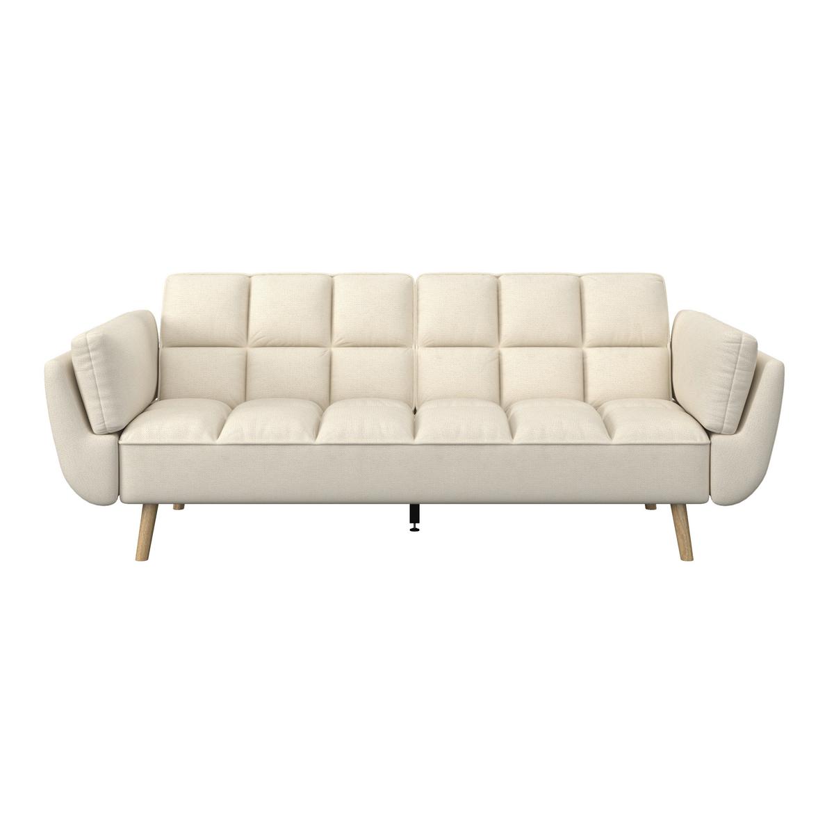 Schlafsofa Cora Webstoff Creme - Creme/Naturfarben, MODERN, Holz/Textil (214/92/81cm) - Bessagi Home