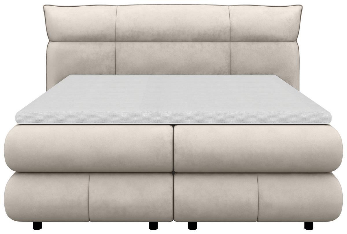 Boxspring Krevet Carmelo - bež/crna, Trend, tekstil/plastika (140/200cm) - Premium Living
