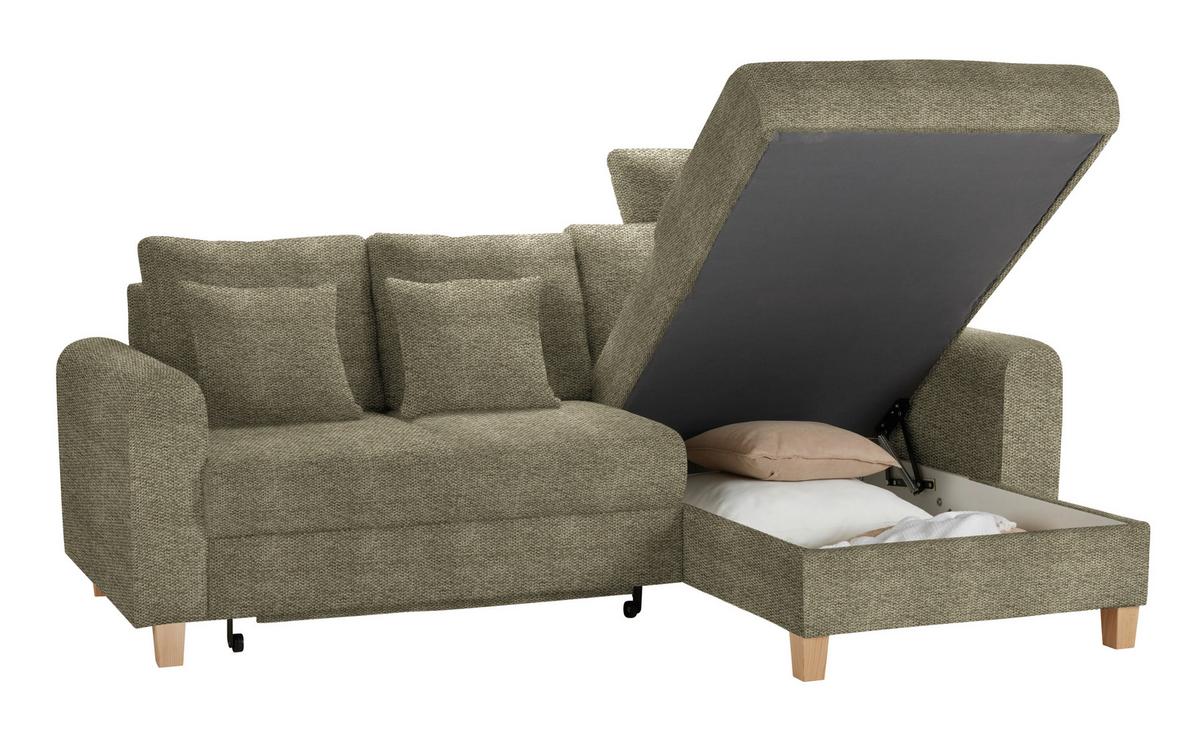Kutna Garnitura Lille - maslinasto zelena/svijetlo smeđa, Moderno, tekstil/drvo (232/110/156cm) - Best Price