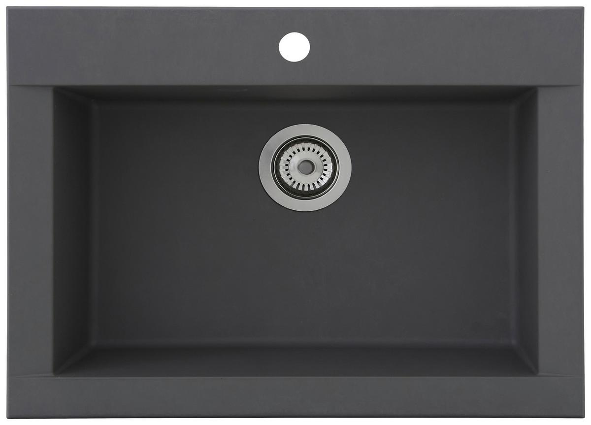 Einbauspüle Ohio ca. 66x21x50 cm Grau - Grau, Trend, Glas/Kunststoff (66/21/50cm) - Respekta