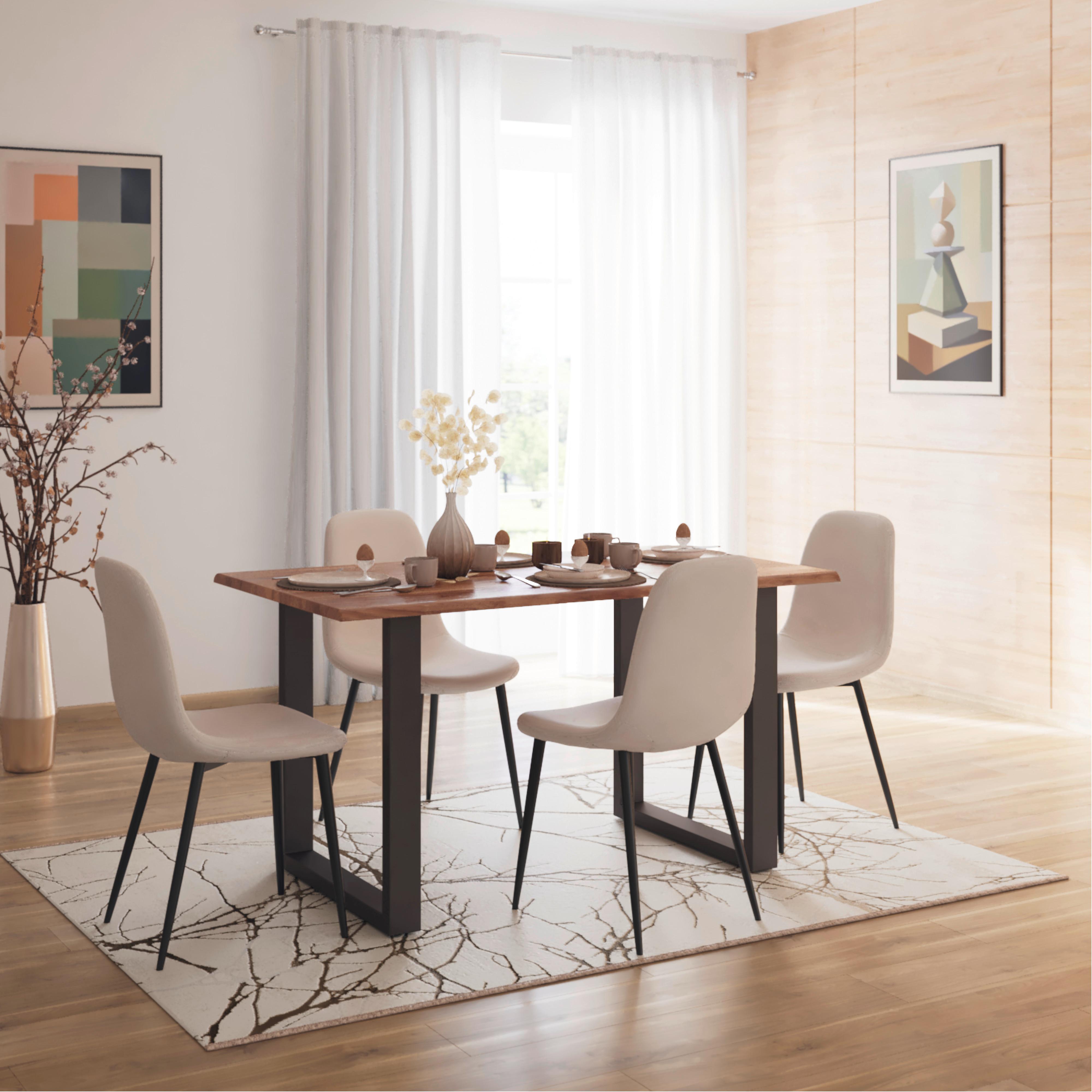Esstisch Malmo in Holz Akazie massiv ca. 140x80x76 cm - Schwarz/Akaziefarben, MODERN, Holz/Metall (140/80/76cm) - Bessagi Home