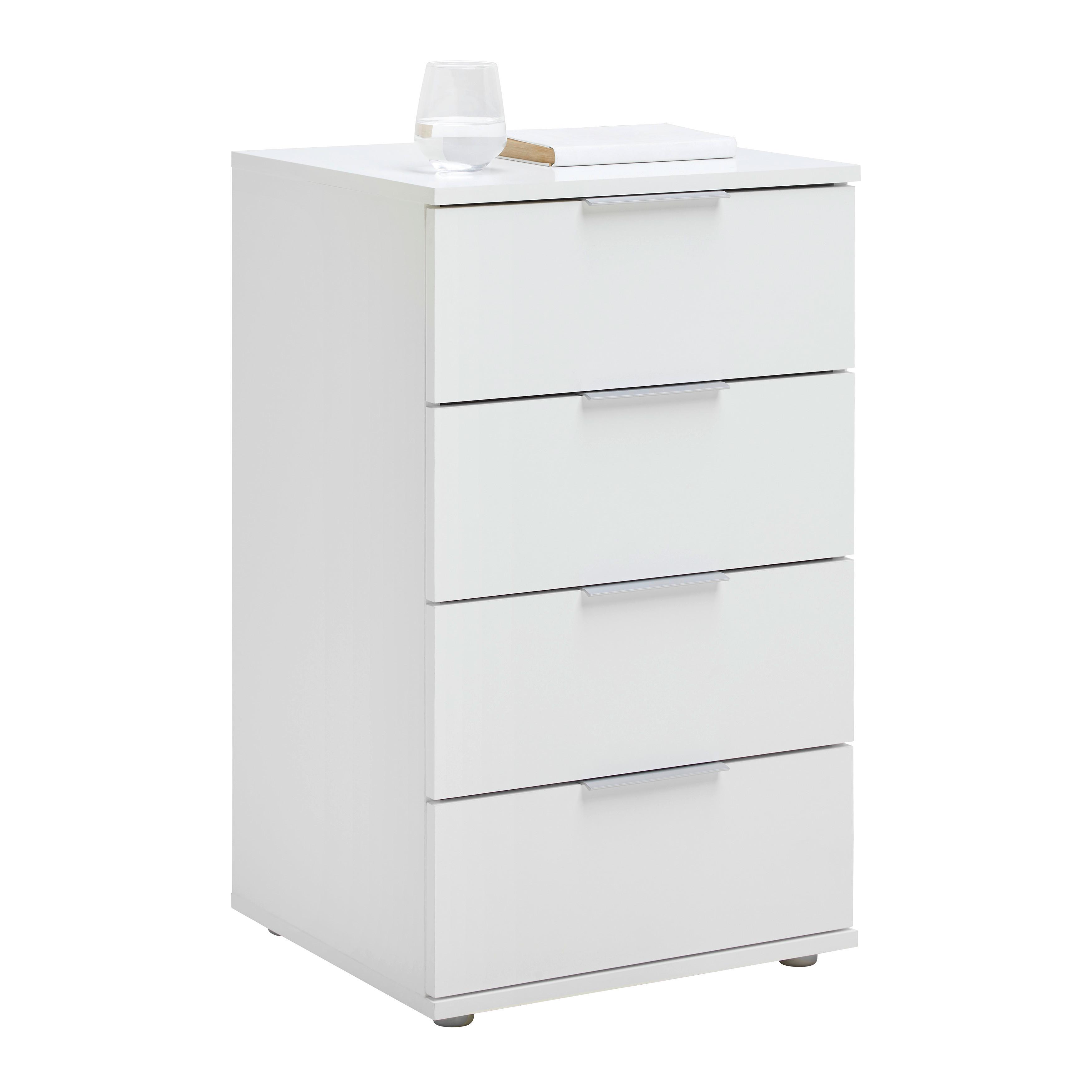 Éjjeliszekrény Cuatro - ezüst/fehér, Konventionell, műanyag/faalapú anyag (46/79/42cm) - Modern Living