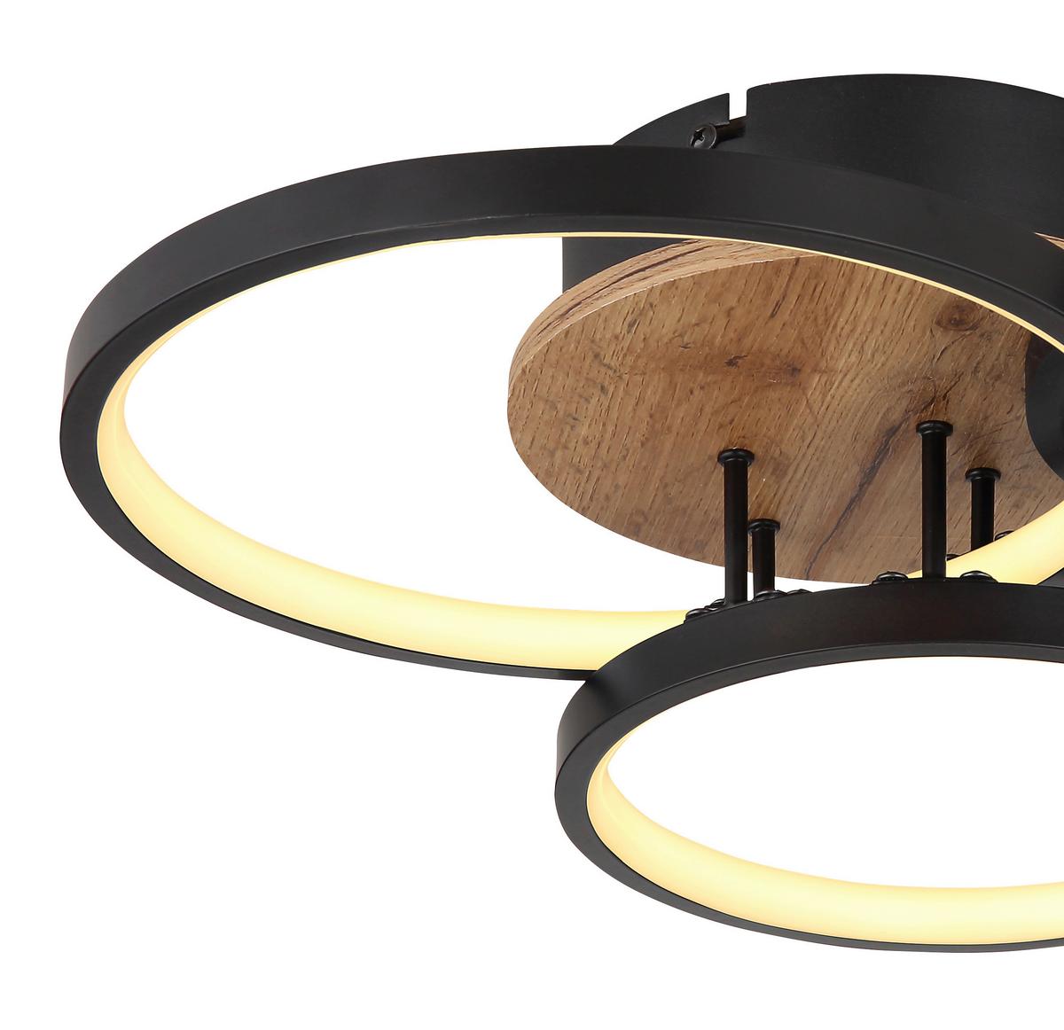 Led Mennyezeti Lámpa Sid - barna/fekete, Design, műanyag/faalapú anyag (40/38/10,5cm)