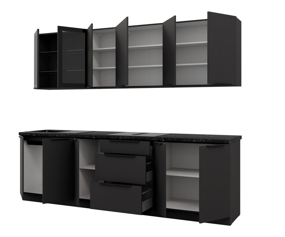 Blok Kuhinja Siena - crna, Moderno, staklo/metal (260/210/60cm) - Modern Living