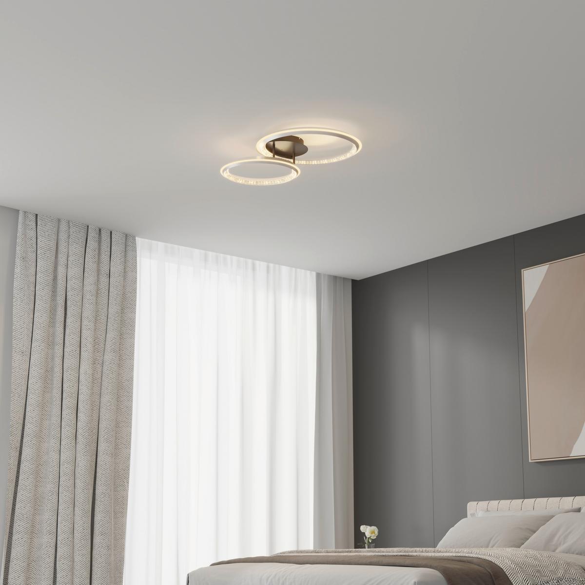LED-DECKENLEUCHTE 67329-50 ALAINA - Opal/Grau, Design, Kunststoff/Metall (75/50/14cm) - Globo