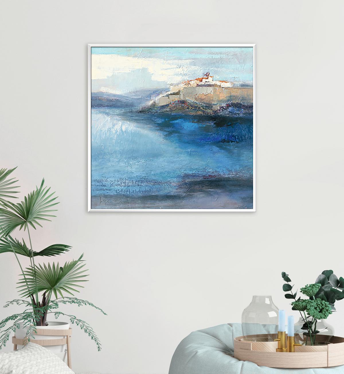 DRUK ARTYSTYCZNY IGVL 8043M - niebieski/kolor piaskowy, Basics, papier (50/50cm) - Monee