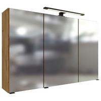 Spiegelschrank Manchester mit LED 3-türig ca.100x64 cm Eiche - MODERN, Glas/Holzwerkstoff (100/64/20cm) - Held