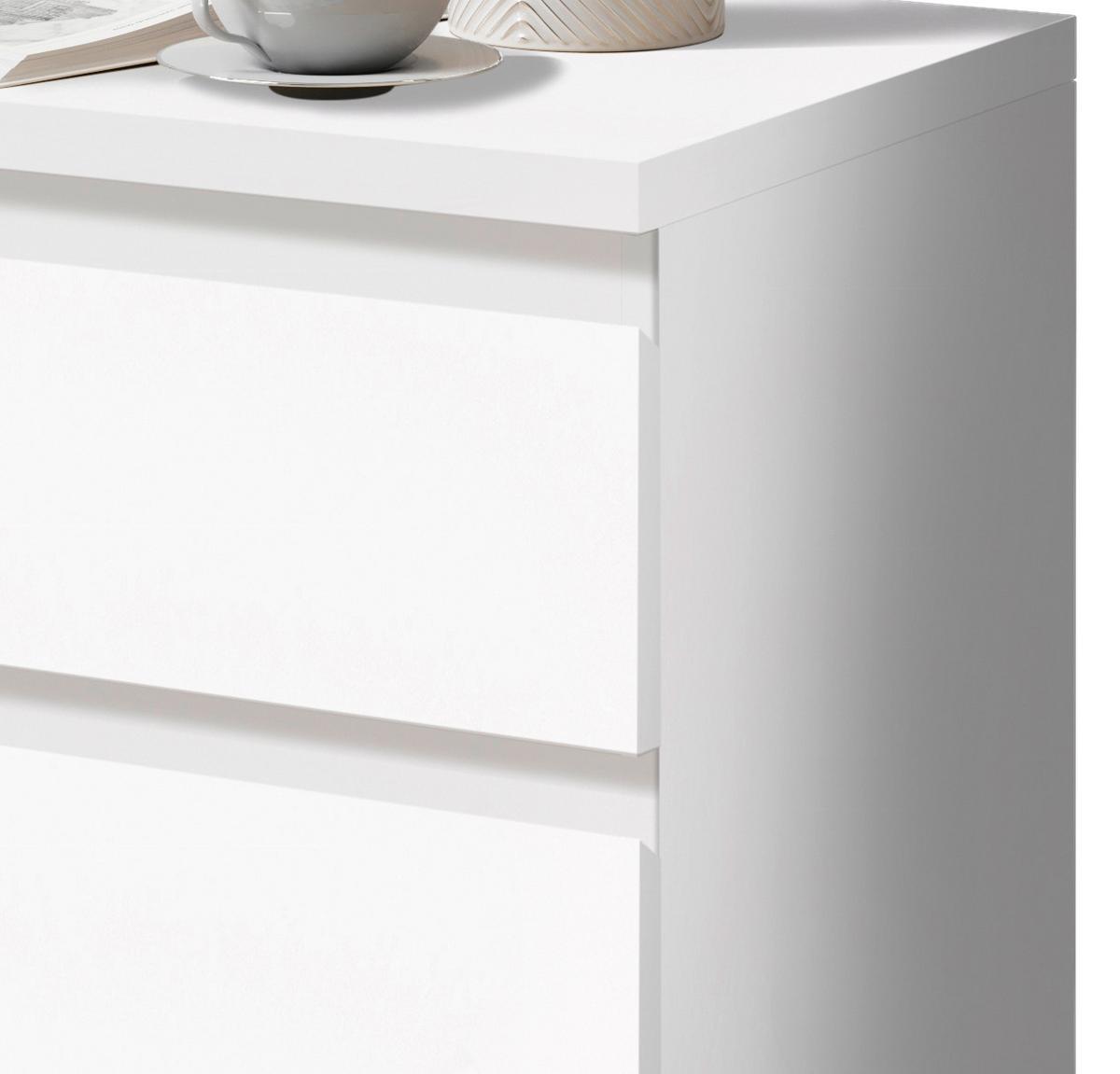 SZAFKA NOCNA OLLI B: 45 CM BIAŁY - biały/czarny, Basics, materiał drewnopochodny/tworzywo sztuczne (45/43,6/38cm) - MID.YOU