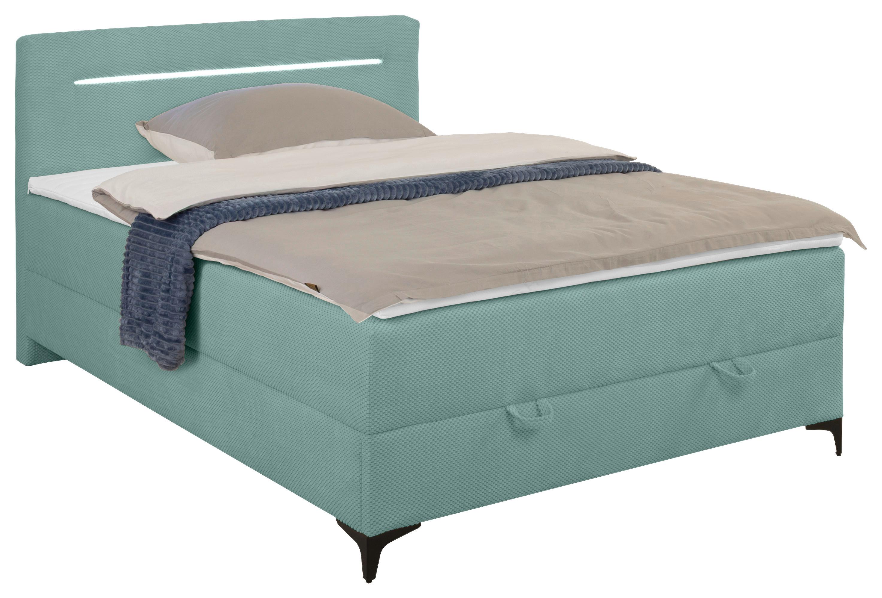 Pat Tip Boxspring Jerry - turcoaz, Konventionell, textil (140/200cm) - Mömax