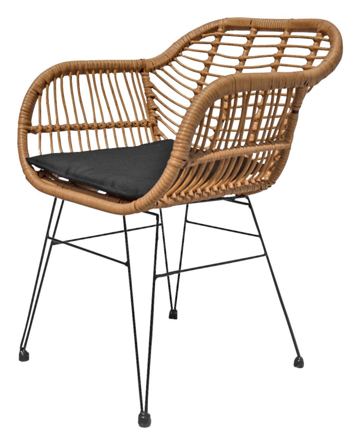 FOTEL OGRODOWY RONDA - antracytowy/kolor naturalny, Konventionell, tworzywo sztuczne/metal (56/81/60cm) - Mömax