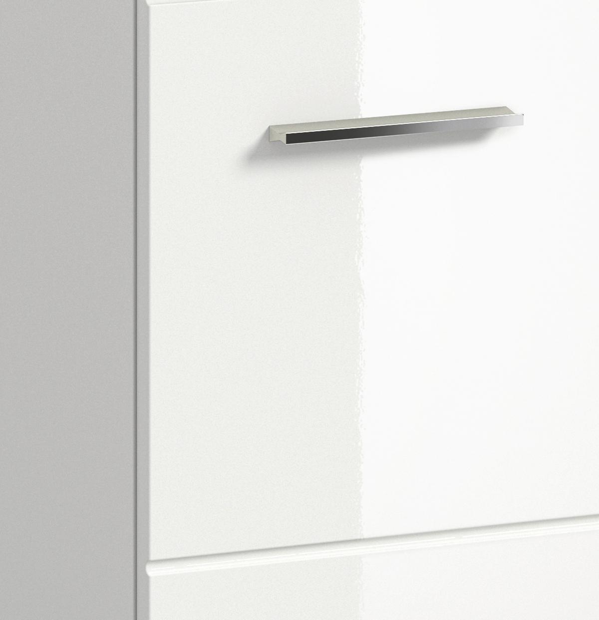 Midischrank Ice ca. 30x106 cm Weiß - Weiß Hochglanz/Silberfarben, MODERN, Holzwerkstoff/Kunststoff (30/106/30cm) - MID.YOU