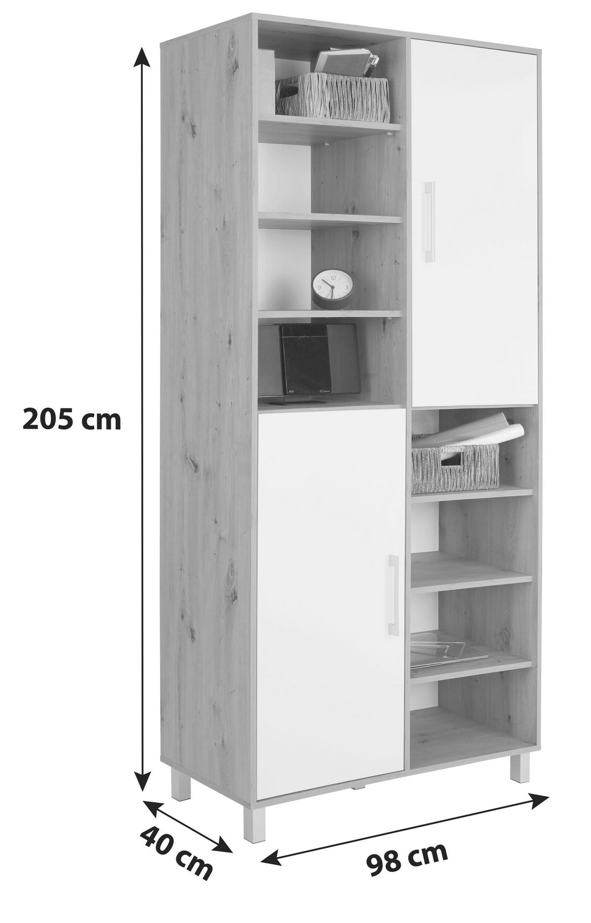 Regal Box - bijela/boje hrasta, Moderno, drvni materijal/plastika (98/205/40cm) - Modern Living