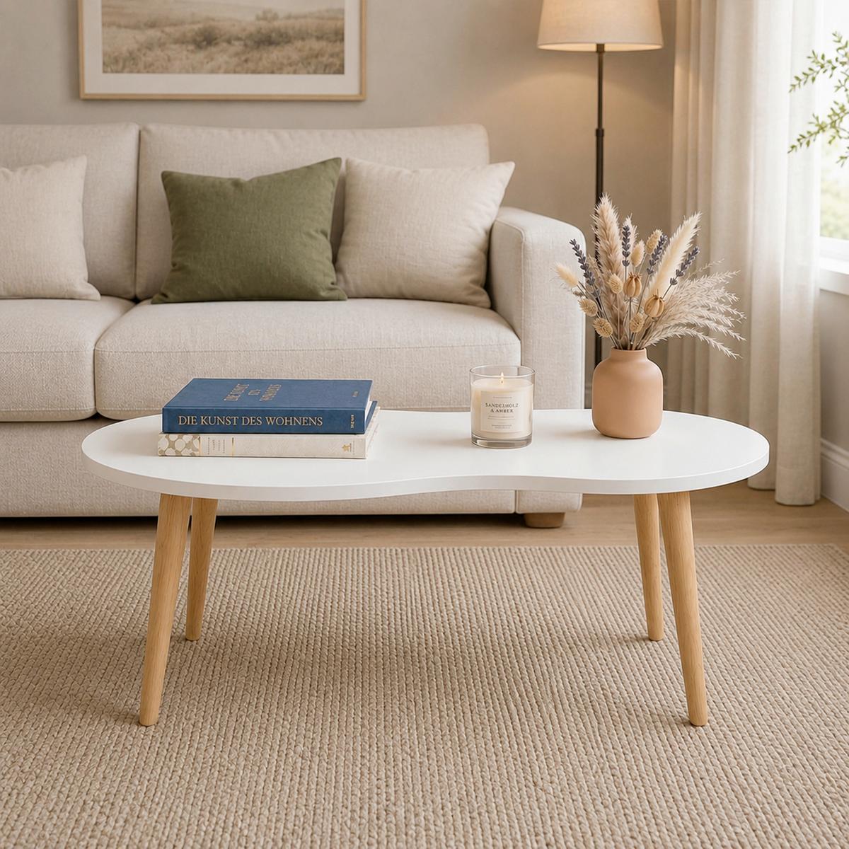 Couchtisch Barilo Weiß/Honigeiche ca. 90x50x42cm - Honigeiche/Weiß, Design, Holz/Holzwerkstoff (90/50/42cm) - MID.YOU