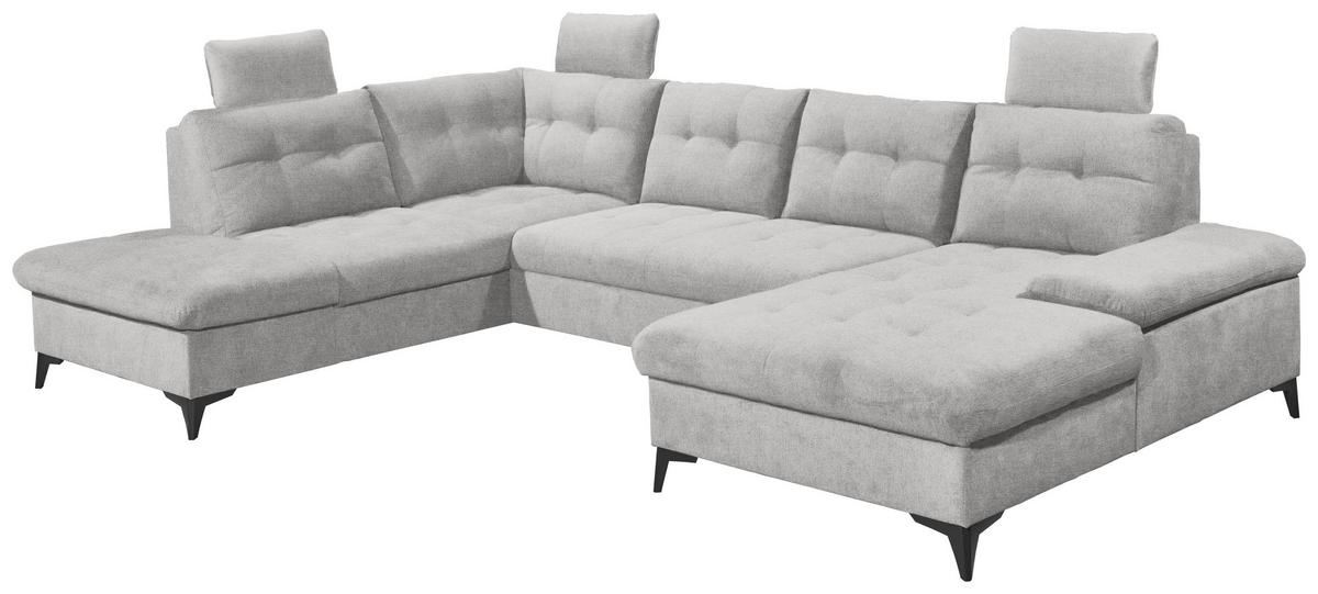 Wohnlandschaft Durban U ca. 218x324x170 cm Grau - Schwarz/Grau, KONVENTIONELL, Kunststoff/Textil (218/324/170cm) - MID.YOU