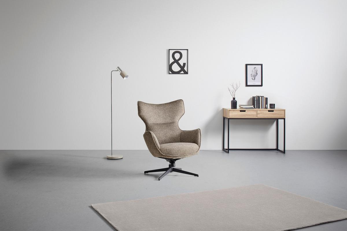 Sessel Flavio Graubraun - Graubraun/Schwarz, MODERN, Textil/Metall (74/98/83cm) - Mömax