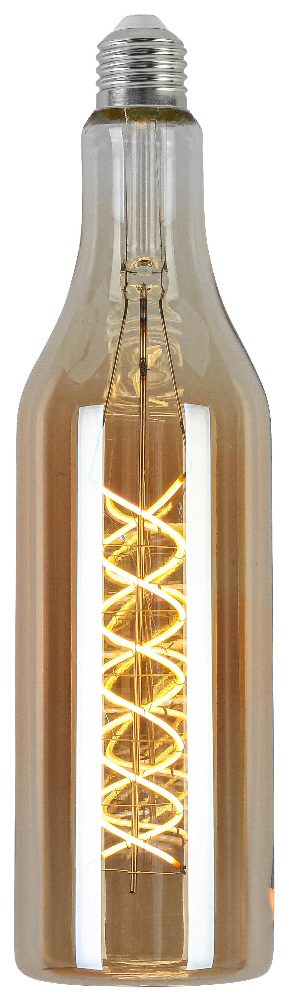 LED-LJUSKÄLLA FLASCHE - bärnstensfärgad, Romantik / Lanthus, metall/glas (7,5/27,5cm) - Mömax