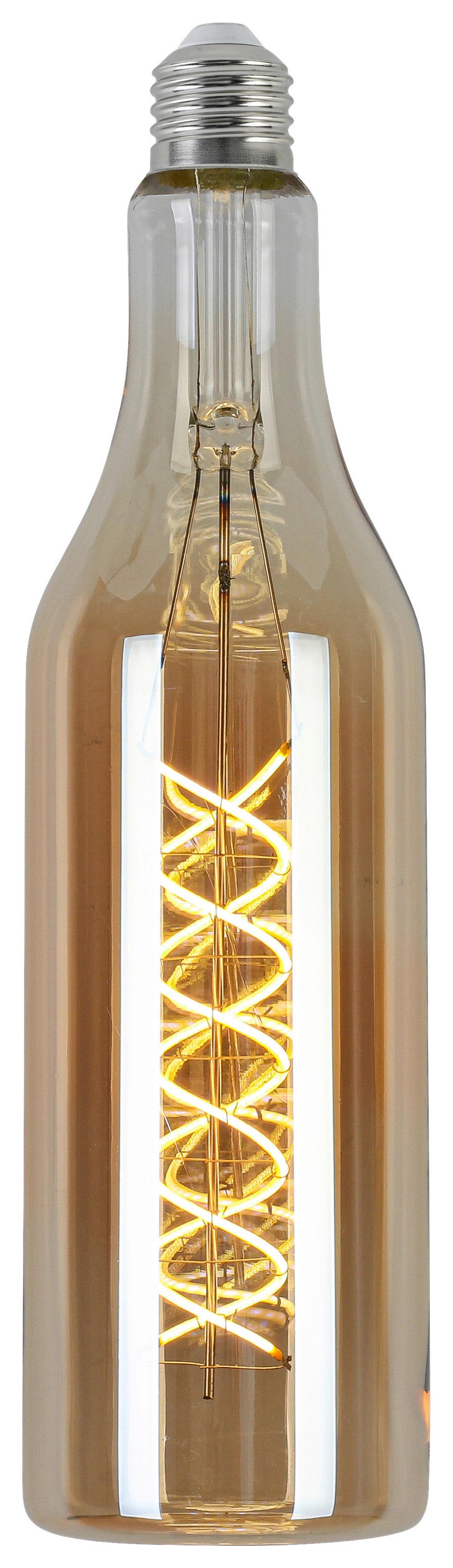 LED-Leuchtmittel Flasche Bernsteinfarben max. 4 Watt - Bernsteinfarben, Romantik / Landhaus, Glas/Metall (7,5/27,5cm) - Mömax
