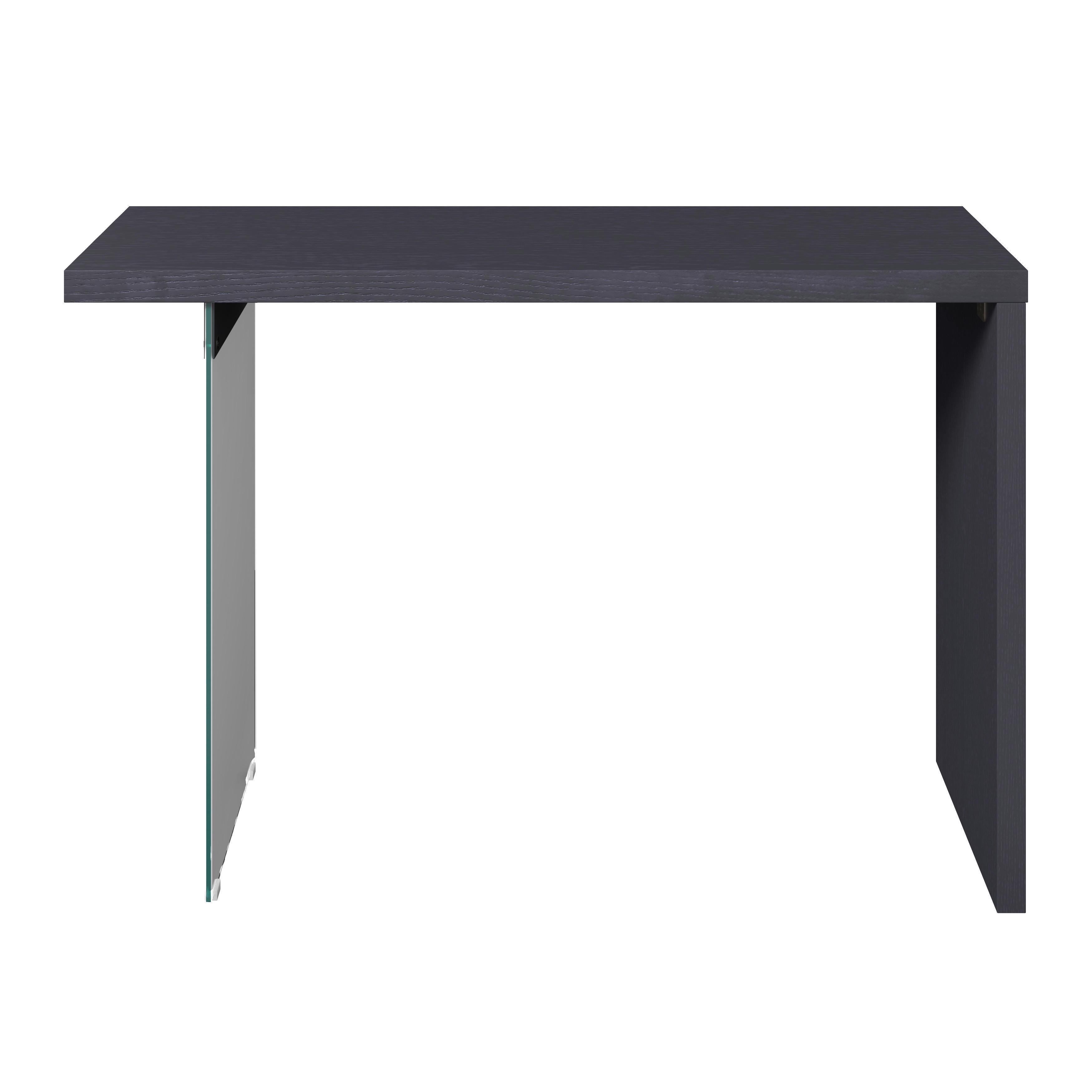 Konsolentisch Milan Schwarz Glas/Holz - Klar/Eichefarben, MODERN, Glas/Holz (120/80/40cm) - Bessagi Home