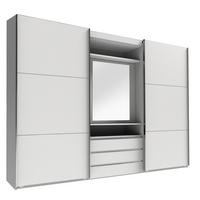 DULAP USI CULISANTE MAGIC - argintiu/alb, Modern, sticlă/material pe bază de lemn (300/216/65cm) - Premium Living