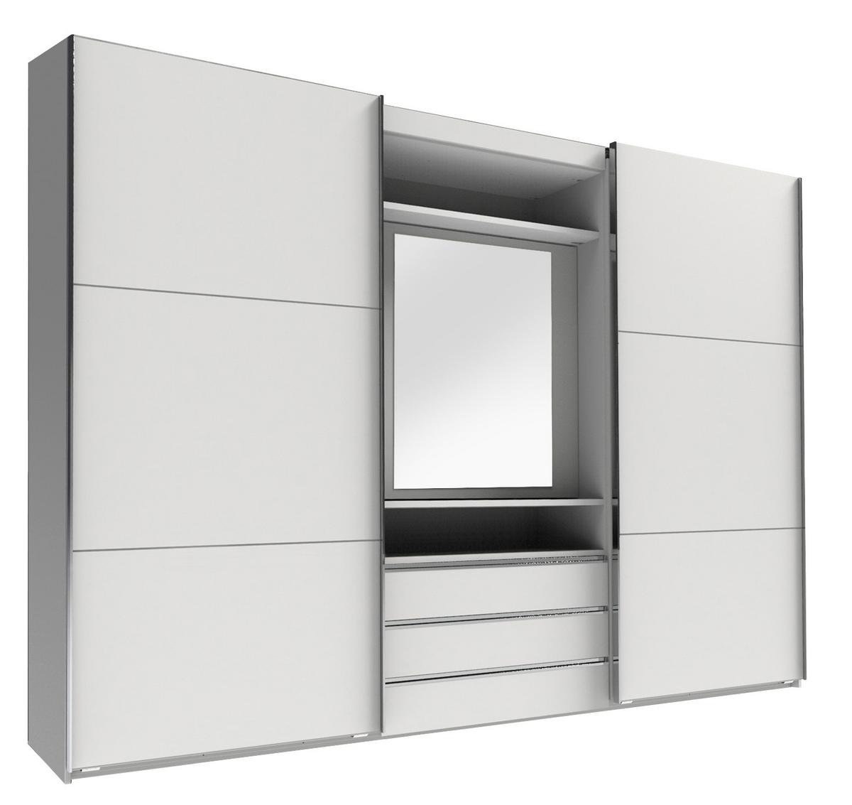 DULAP USI CULISANTE MAGIC - argintiu/alb, Modern, sticlă/material pe bază de lemn (300/216/65cm) - Premium Living