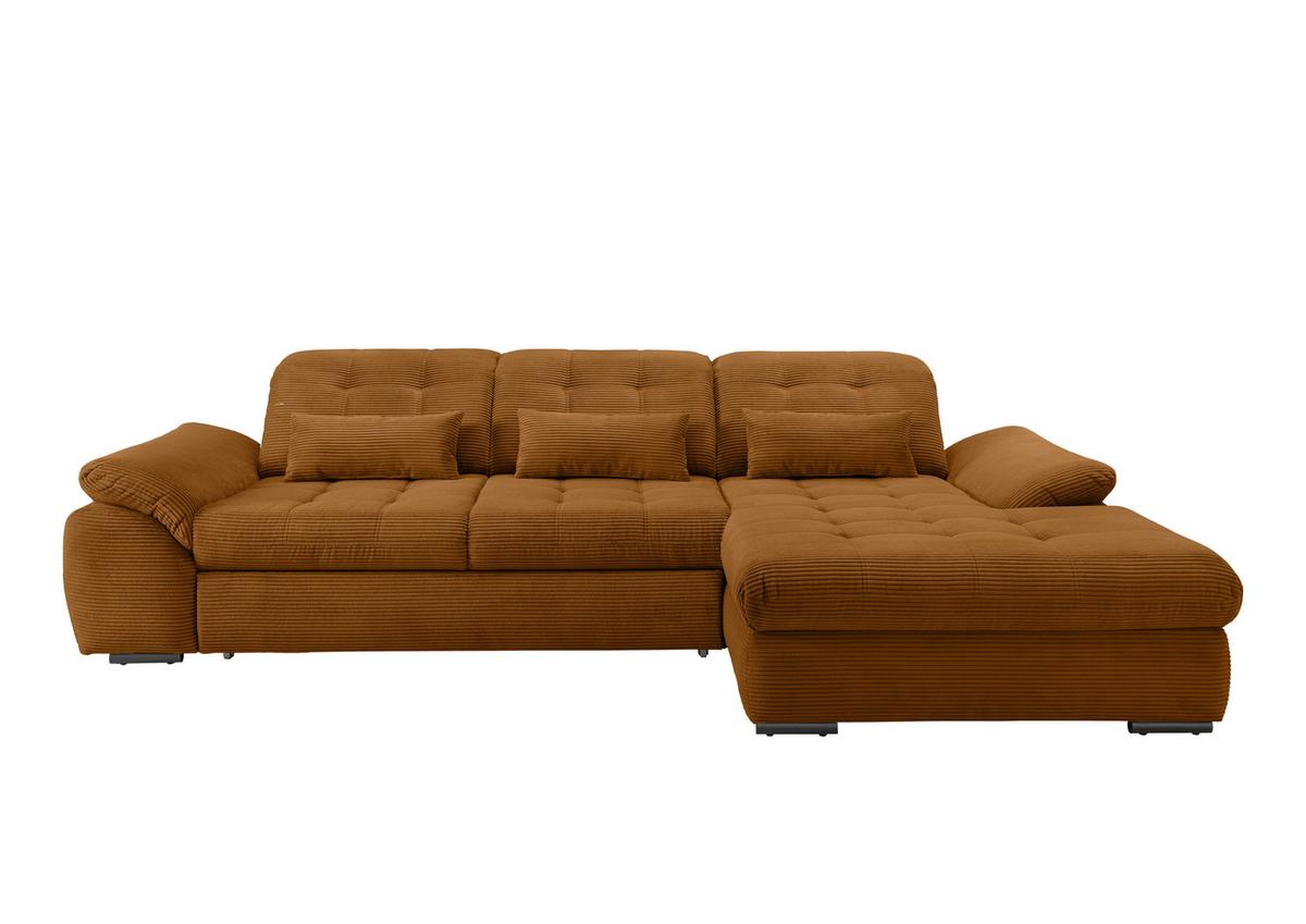 Ecksofa mit Bettkasten Rigatti ca. 314x184 cm Goldfarben - Goldfarben/Schwarz, MODERN, Textil/Metall (314/184cm) - Livetastic