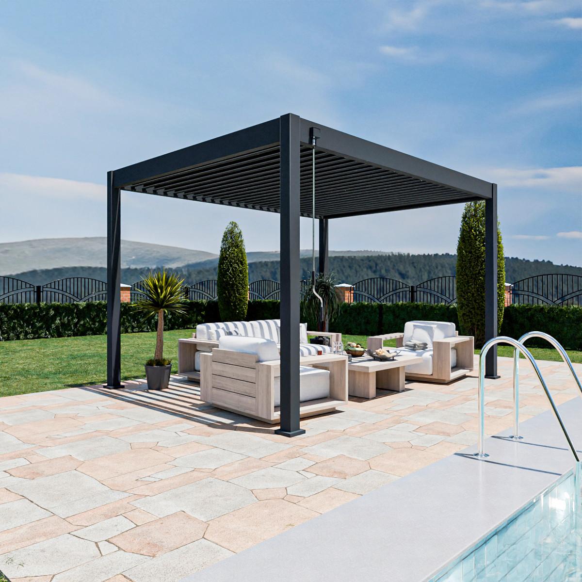 Pergola Superior, Antracit, 3x4m - barve grafita, Basics, kovina (300/255/400cm) - Gardenson