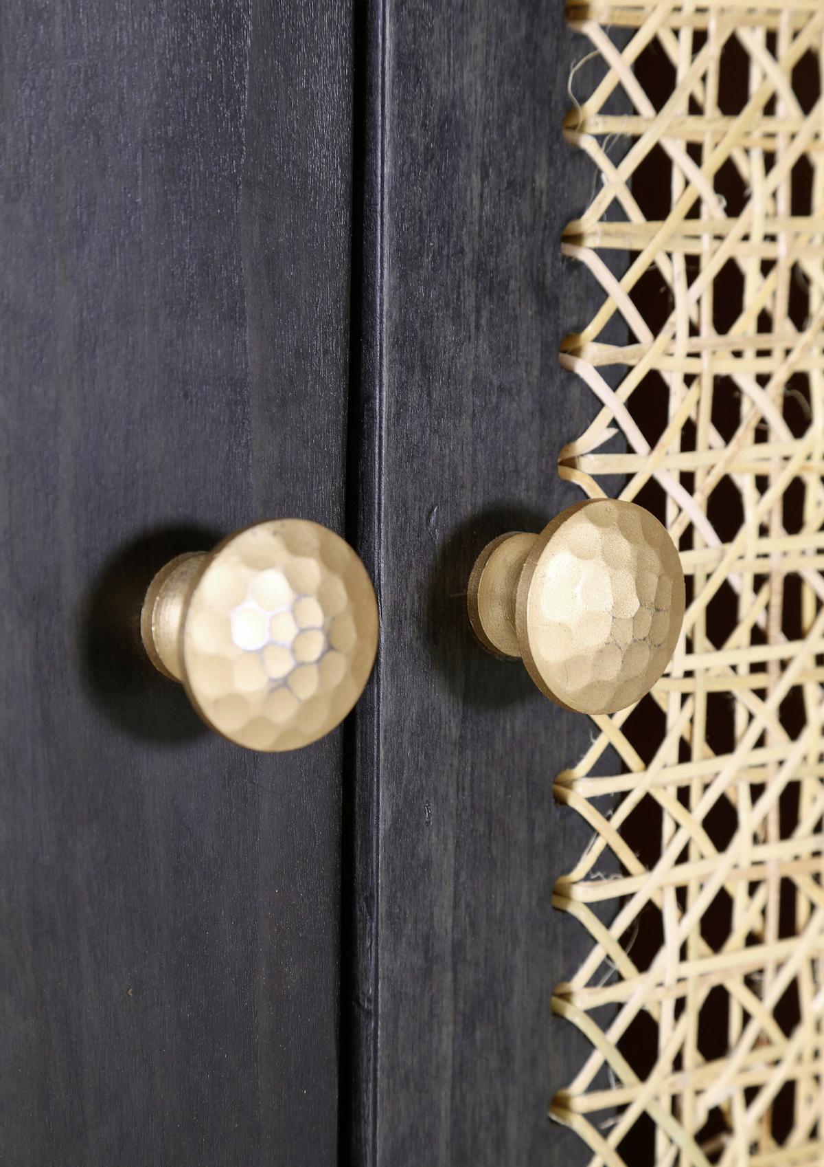 Highboard aus Mangoholz in Schwarz - Messingfarben/Schwarz, Lifestyle, Holz/Metall (70/142/48cm) - Premium Living