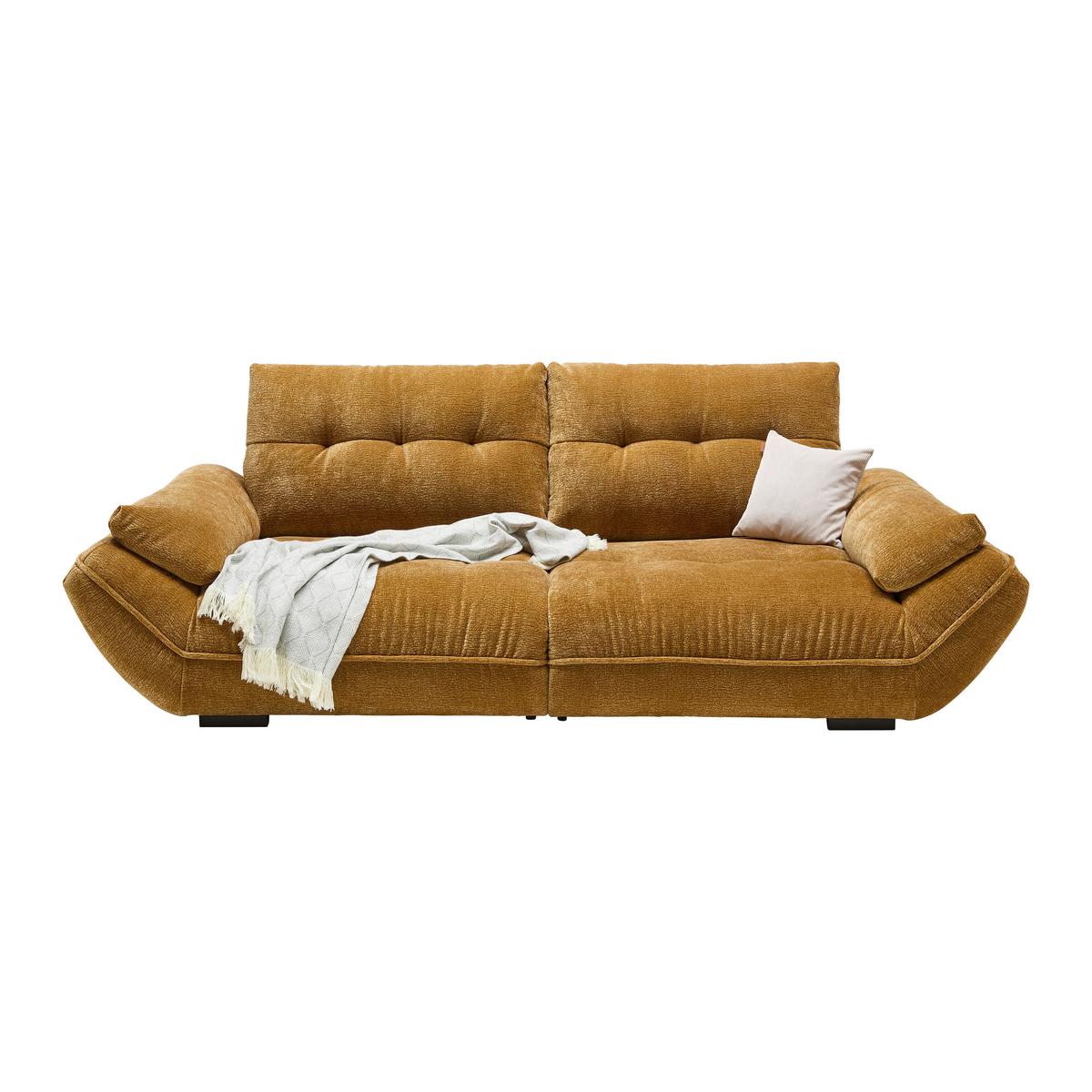Bigsofa Vivo Goldfarben - Goldfarben/Schwarz, MODERN, Kunststoff/Textil (272/63/137cm) - Premium Living