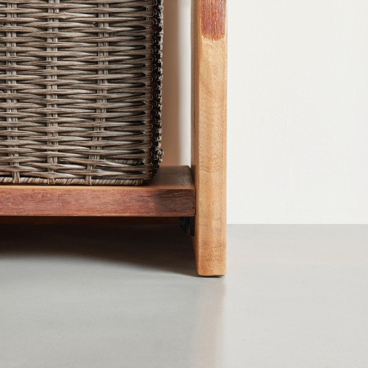 Polc Tömörfa Timber - akácia színű/fekete, Natur, fa/fém (80/190/38cm) - Premium Living