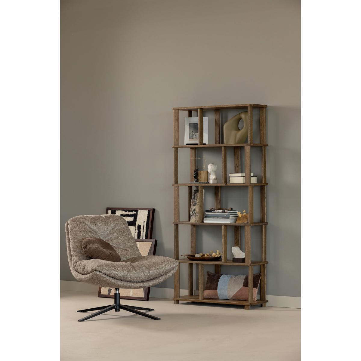 SESSEL Arve Naturfarben B: 82cm - Schwarz/Naturfarben, Design, Textil/Metall (82/86/87cm) - Livetastic