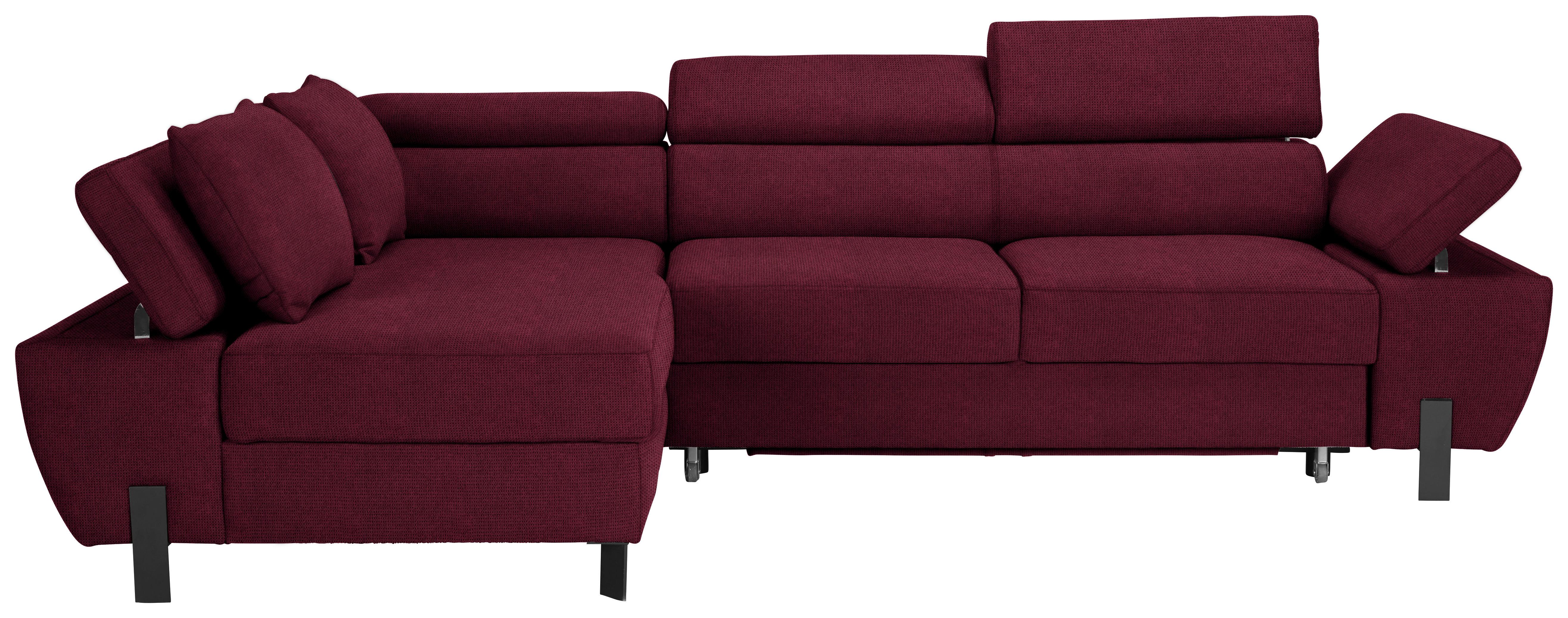 Ecksofa Molina Mini Bordeaux - Bordeaux/Schwarz, MODERN, Textil/Metall (189/277cm) - Mömax
