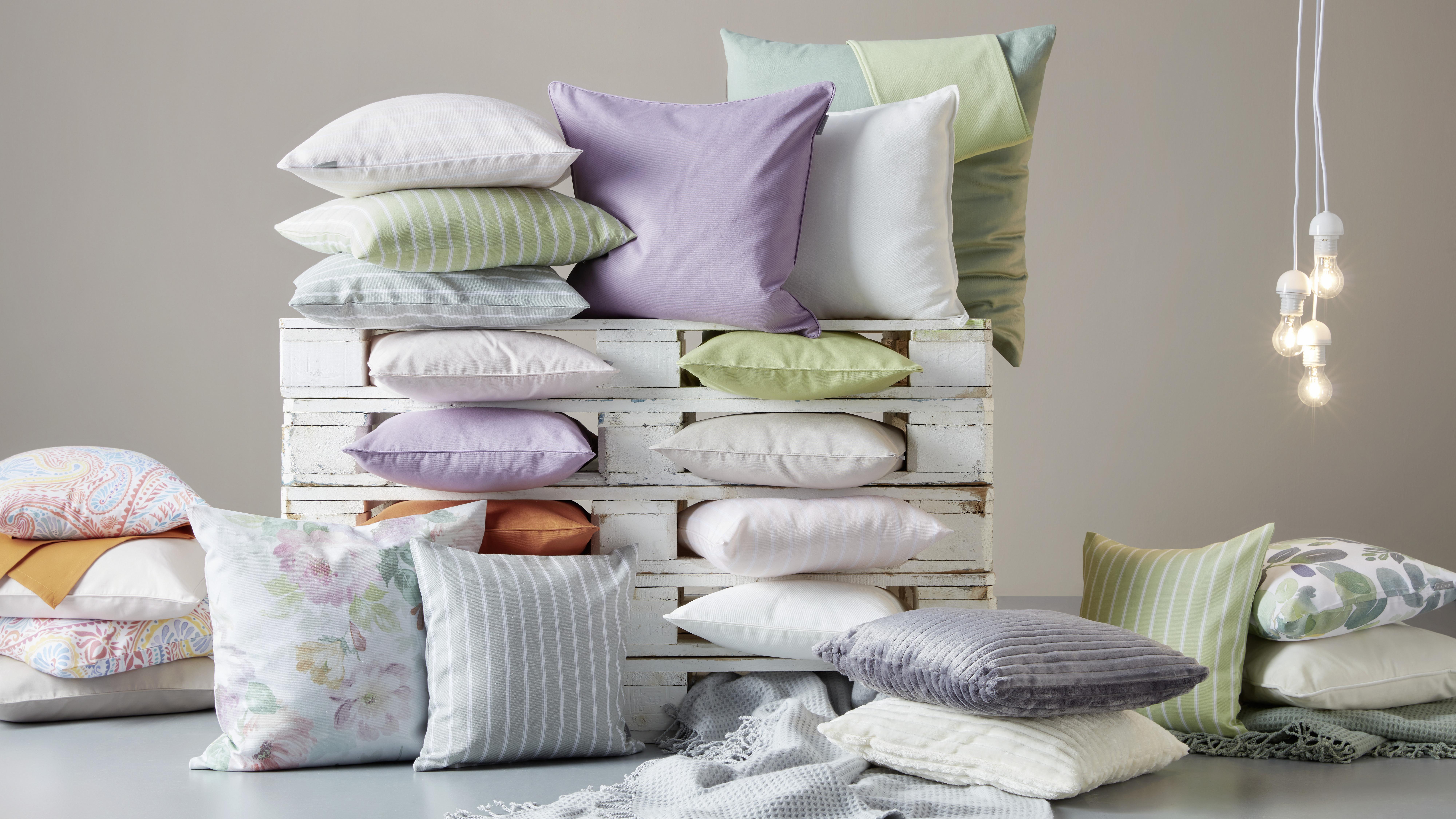 Kissenhülle Steffi ca. 40x40cm - Weiss/Rosa, Konventionell, Textil (40/40cm) - Mary's