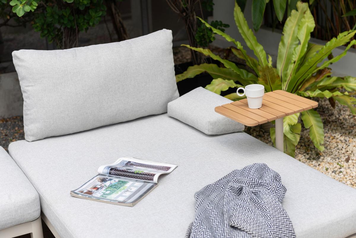 Loungegarnitur Lou Hellgrau/Hellbraun, 4-teilig - Hellbraun/Hellgrau, MODERN, Holz/Textil (61,7/61,7/35,1cm)