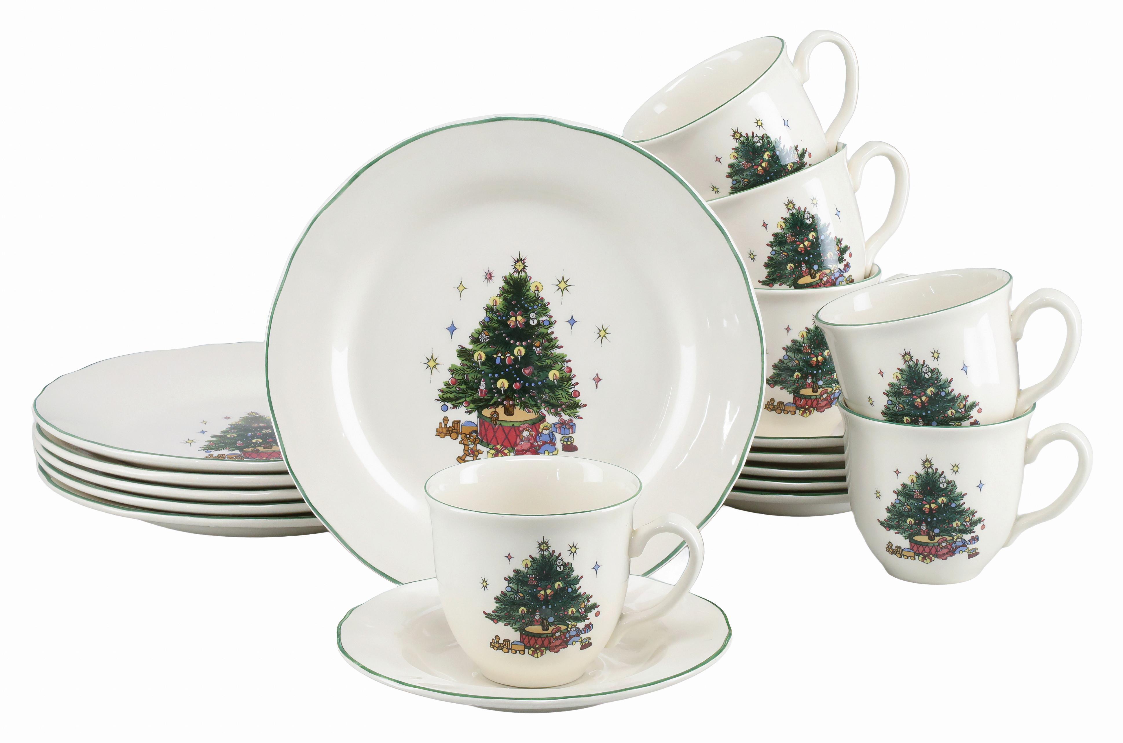 Kaffeeservice Tannenbaum Multicolor/Weiß, 18-teilig - Multicolor/Weiß, Basics, Keramik - Creatable