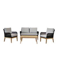 Loungegarnitur 4-tlg Mykonos aus Holz mit Kissen - Anthrazit/Hellgrau, Basics, Holz/Textil (135/90/73cm) - Acamp