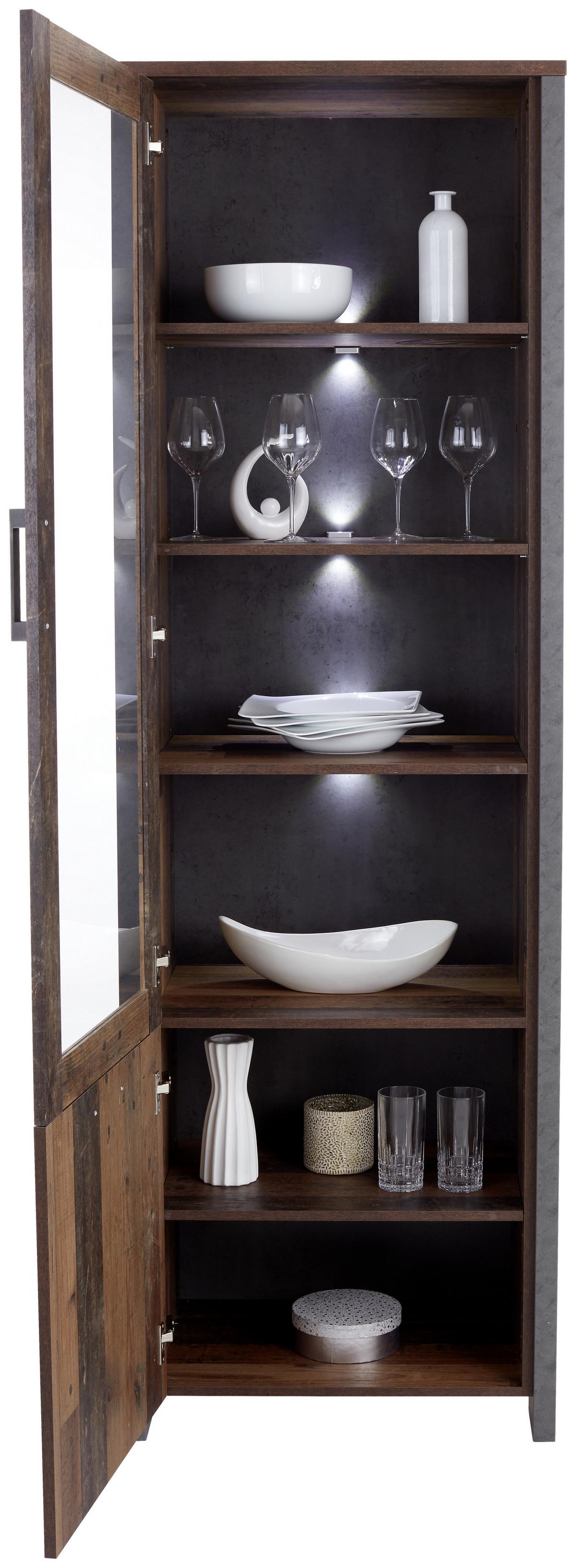 Vitrina Clif - temno siva/črna, Moderno, kovina/umetna masa (62/205/42cm) - Zandiara