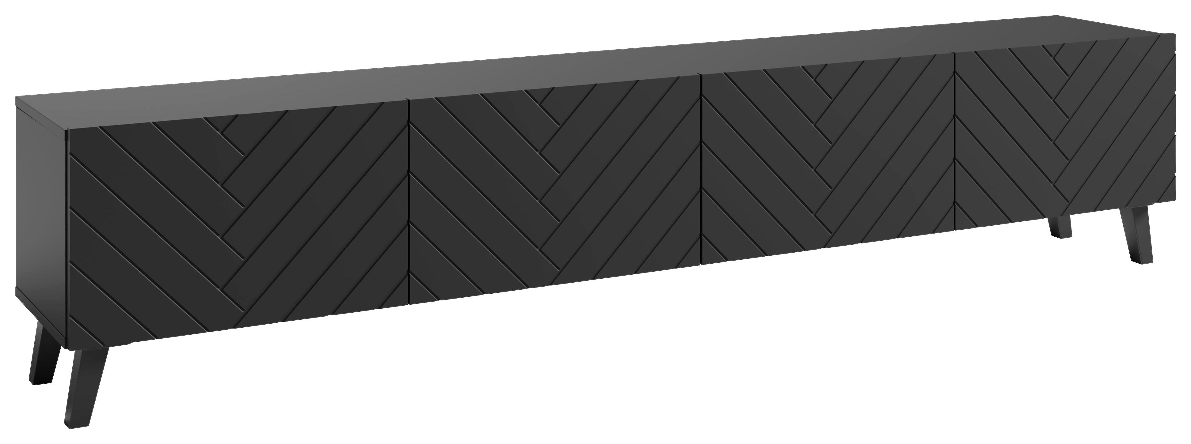 Lowboard Phuket ca. 190x42 cm Schwarz - Schwarz, Design, Holzwerkstoff/Kunststoff (190/42/32,5cm) - Livetastic