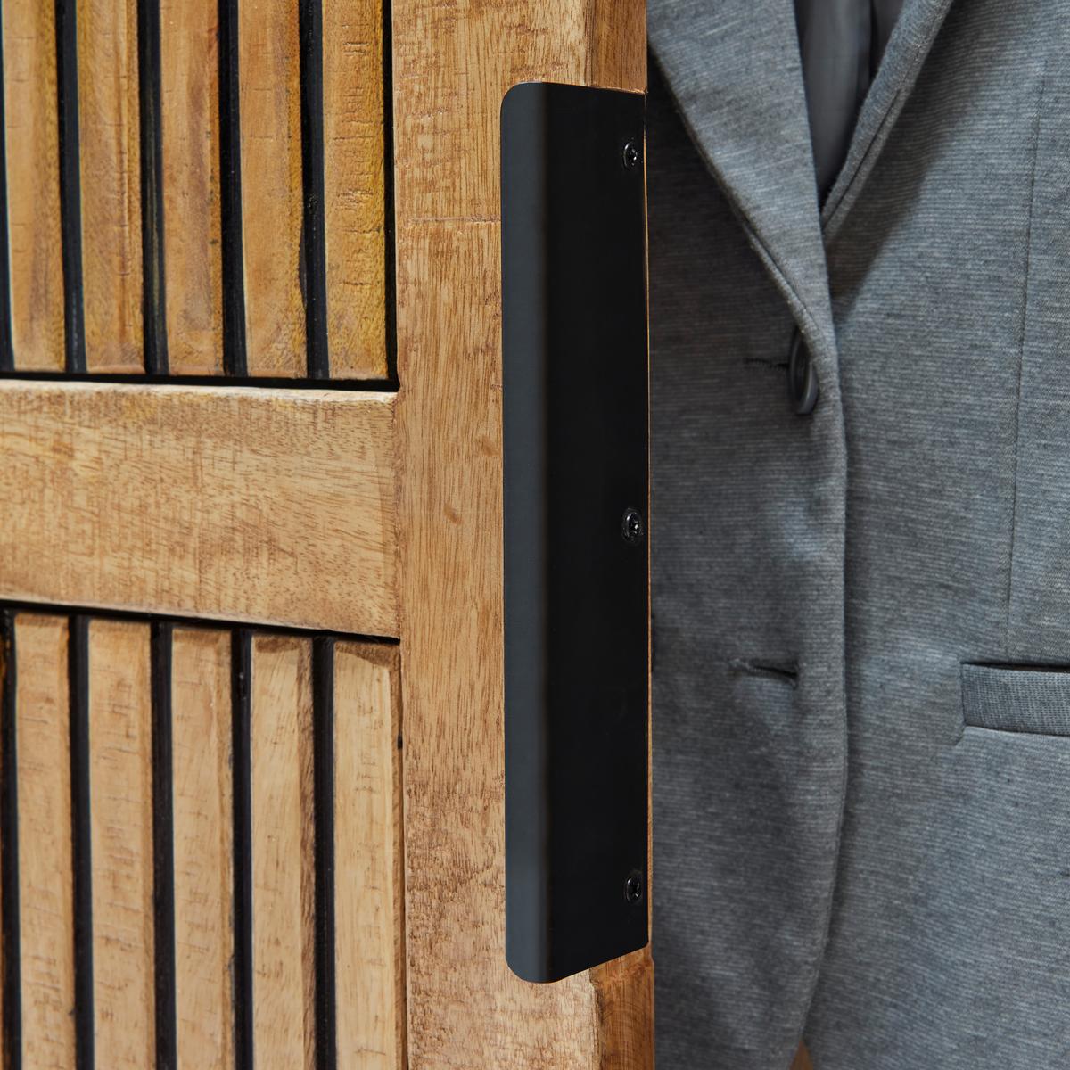 Garderobenschrank Everest Naturfarben/Schwarz - Schwarz/Naturfarben, Natur, Holz/Metall (88/187/40cm) - Mömax