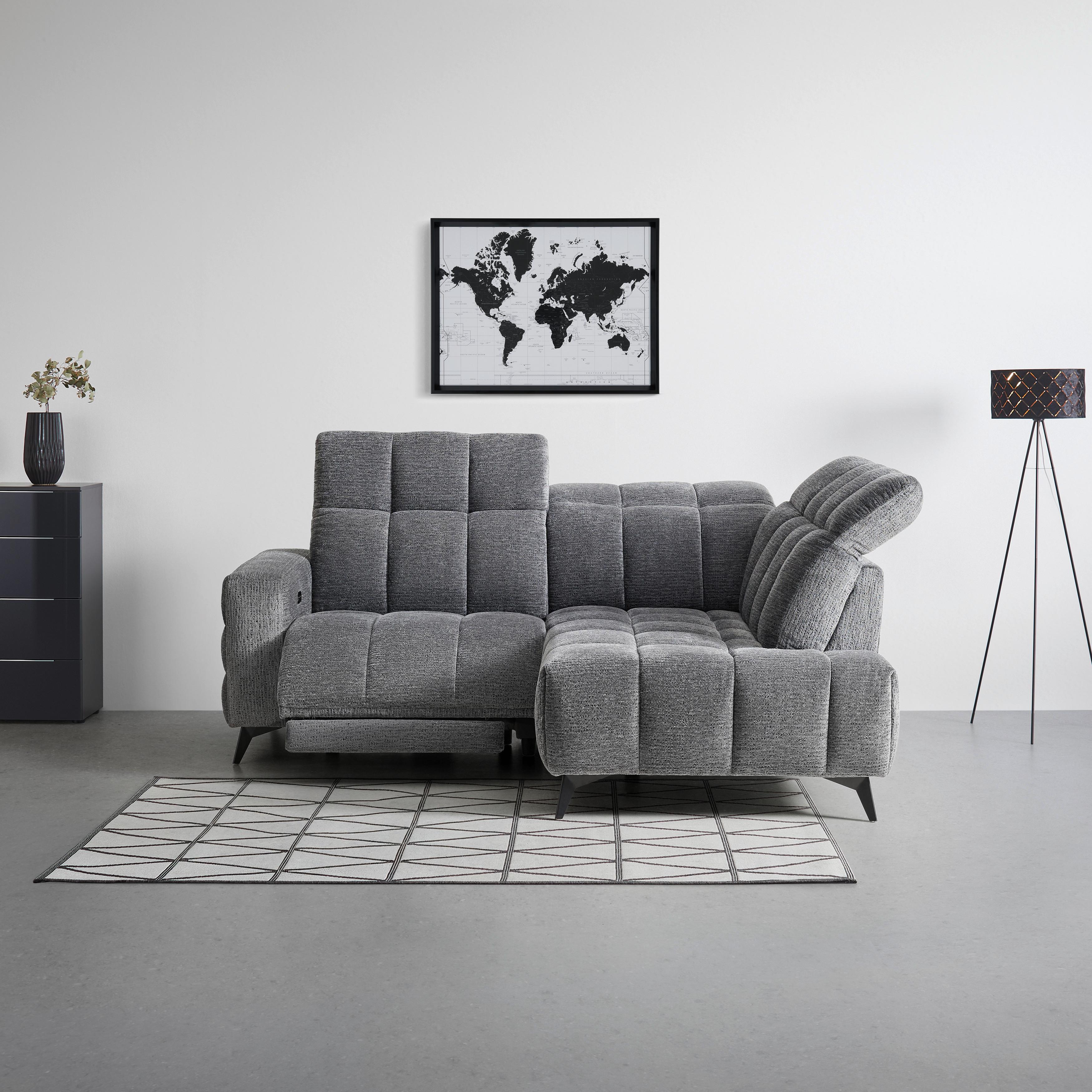 SOFFA PARIS - mörkgrå/svart, Klassisk, metall/trä (215/85/182cm) - Mömax